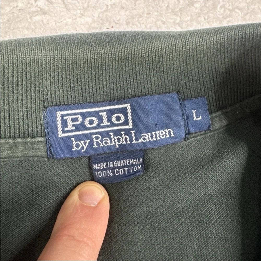 Polo Ralph Lauren Men’s Long Sleeve Green Cotton Knit Polo Shirt‎ Classic Fit L